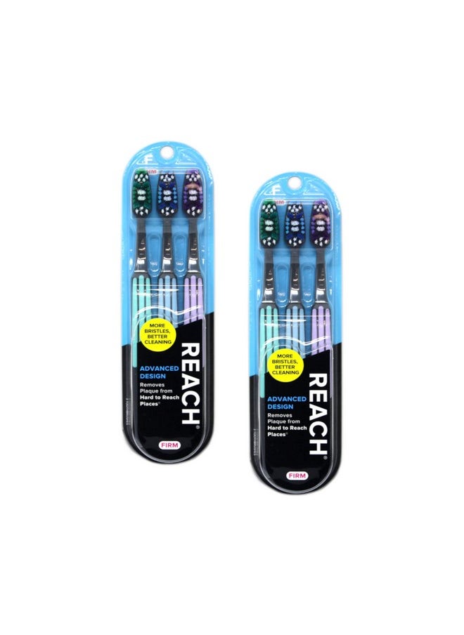 Reach Advanced Design Firm Toothbrushes, Colors May Vary, 3 Count (Pack of 2) Total 6 Toothbrushes