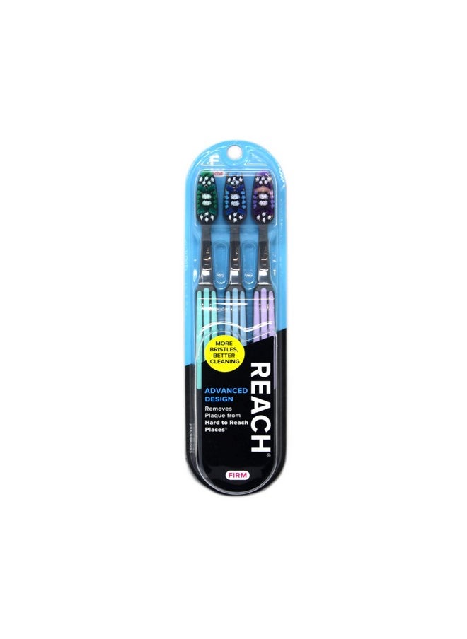 Reach Advanced Design Firm Toothbrushes, Colors May Vary, 3 Count (Pack of 2) Total 6 Toothbrushes