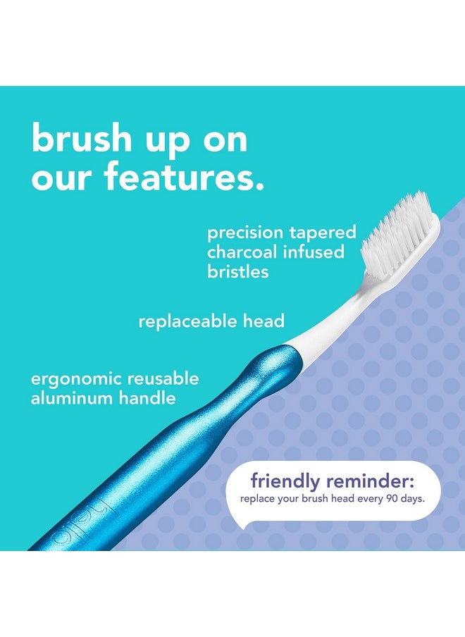hello Manual Adult Blue Toothbrush Replacement Head Refills, Soft Tapered Bristles, BPA Free, 2 count, 4 Toothbrush Refill Heads