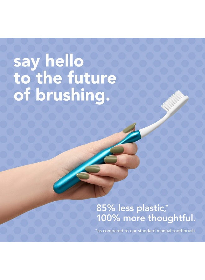 hello Manual Adult Blue Toothbrush Replacement Head Refills, Soft Tapered Bristles, BPA Free, 2 count, 4 Toothbrush Refill Heads