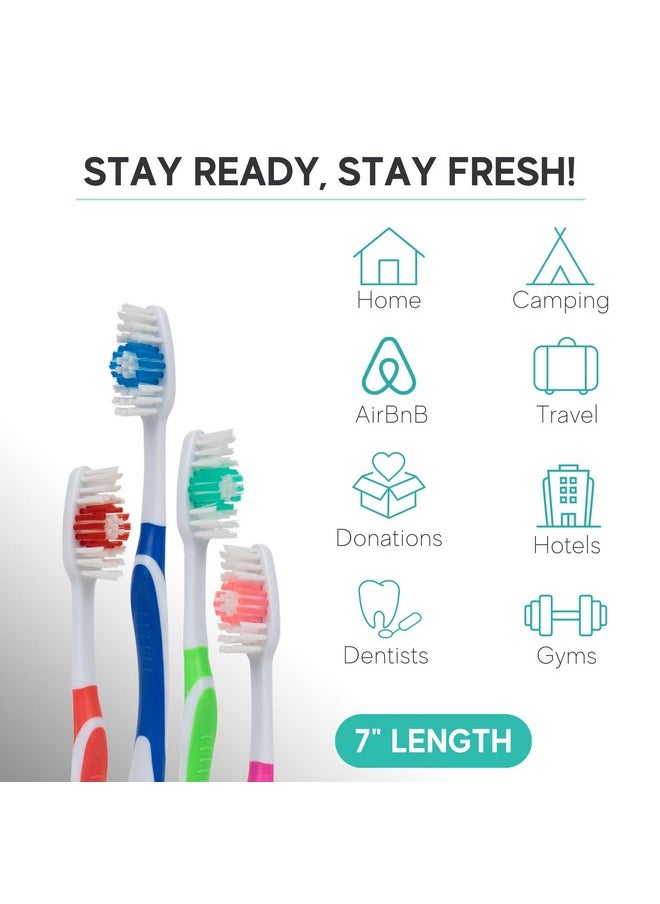 Bulk Toothbrushes Pack - 24 Individually Wrapped Toothbrushes for Travel, Hotels, AirBnB Guests, Relief Missions, and Donations - Disposable Toothbrush Pack for Adults and Kids