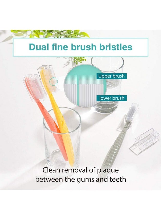 WANGTA Toothbrush 4pcs, Twice as Wide as Regular Brush Head, Wide Toothbrush, Long Brush Head, More Comfortable and Easier Brushing (White Brush)