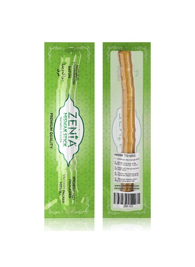 Zenia Sewak Natural Miswak Toothbrush - Vacuum Sealed Natural Flavor Traditional Peelu Toothbrush Stick - for Healthy Gums, Teeth, and Fresher Breath (Pack of 3)