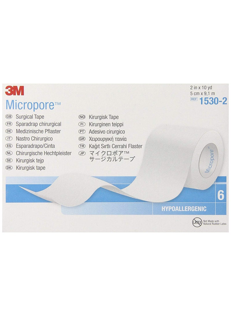 3M Micropore Tape 1530-2, 6 Rolls (4 Sets)