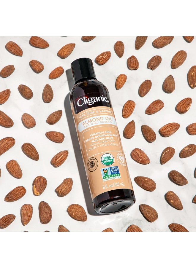Organic Sweet Almond Oil, 100% Pure (8Oz) - For Skin & Hair, Nourishing Carrier Oil For Face & Body