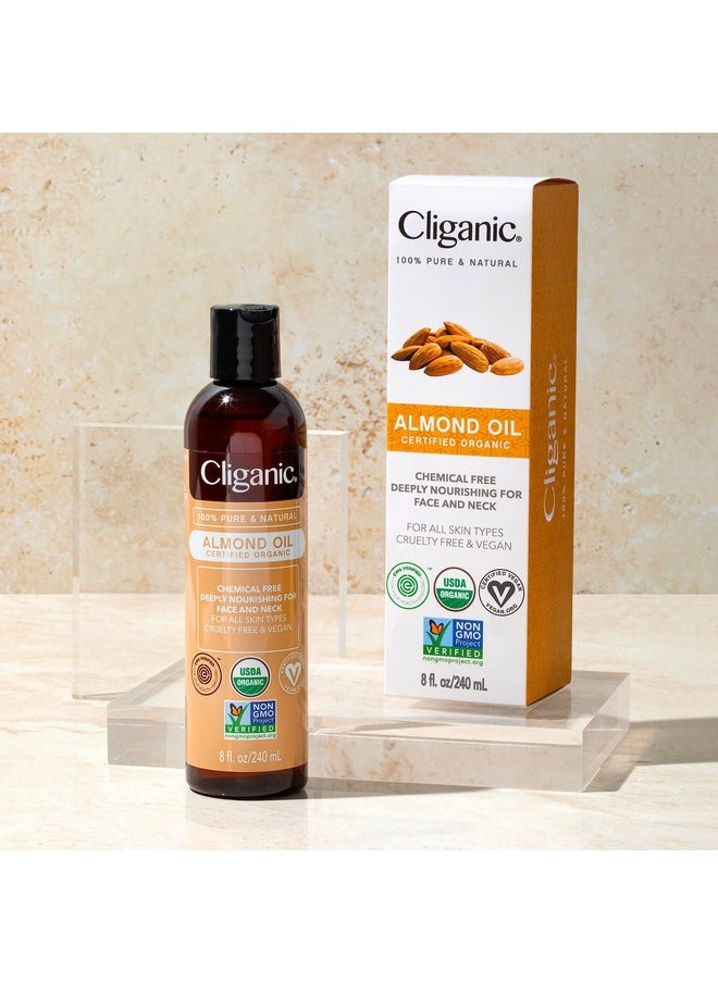 Organic Sweet Almond Oil, 100% Pure (8Oz) - For Skin & Hair, Nourishing Carrier Oil For Face & Body