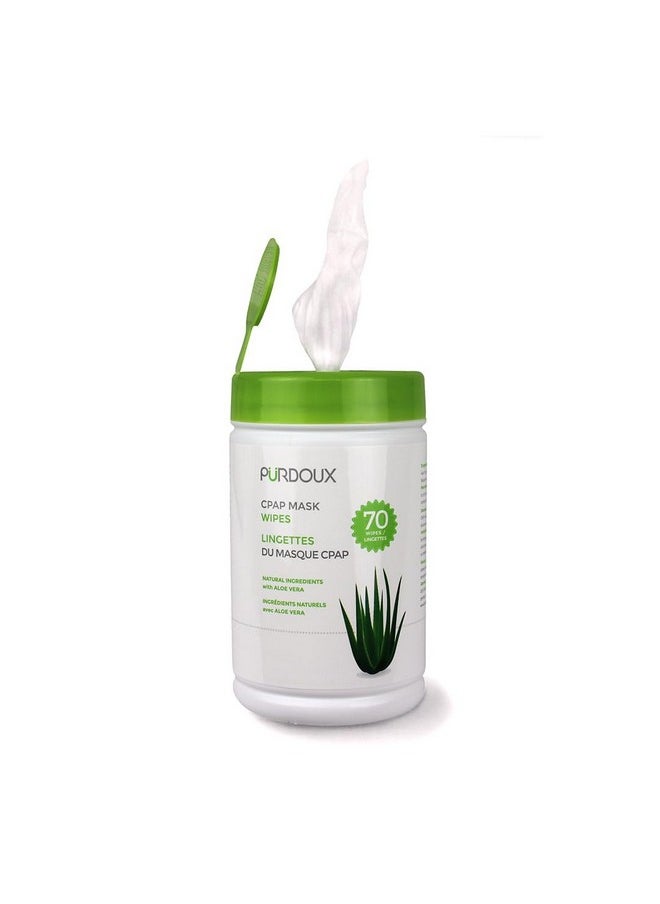 PURDOUX 100% Cotton CPAP Mask Wet Wipes Unscented with Aloe Vera, 70 Wipes