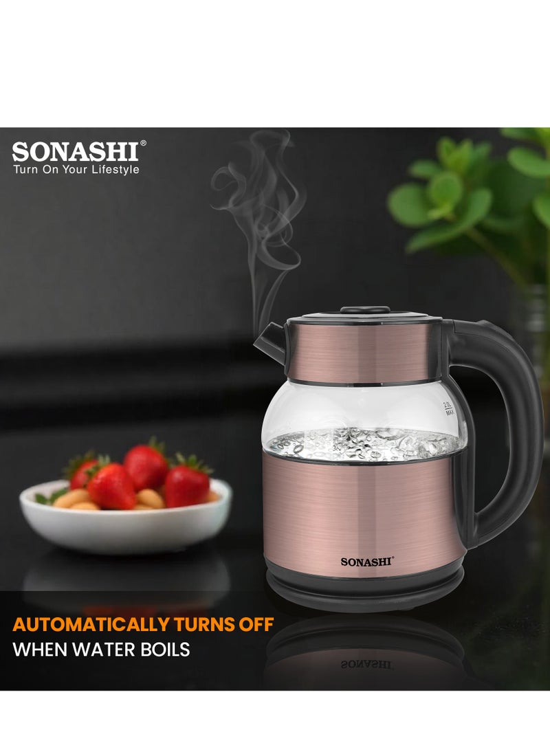 1.8L Cordless Kettle with Boil-Dry Protection, 360° Rotation with Concealed Heating Element, Auto Off When Water Boils with Light Indicator, Kettle for Tea, Water, Noodles, 1500W SKT-1812 1.8 L 1500 W SKT-1812 Brown