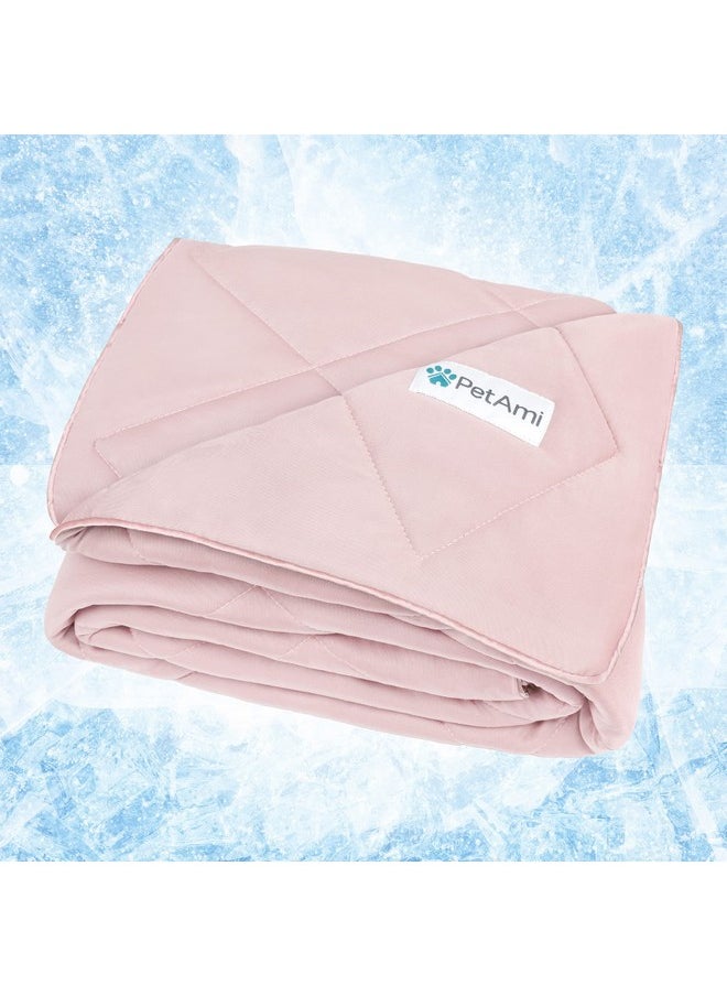 PetAmi Premium Cooling Dog Blanket | Lightweight Fluffy Pet Throw Blanket Bed Cover for Dogs, Cat, Puppies | Pet Blanket Furniture Protector Couch Sofa | Reversible Fuzzy Cozy | 40x60, Pink
