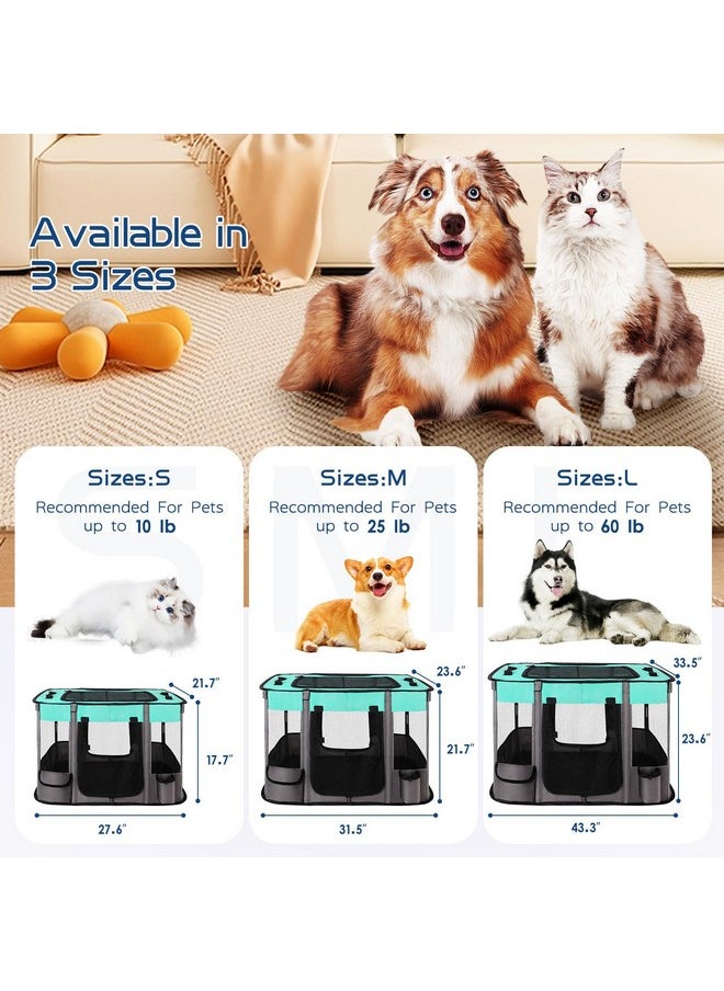 Dog Playpen,Pet Playpen,Foldable Dog Cat Playpens,Portable Exercise Kennel Tent Crate,Water-Resistant Breathable Shade Cover, Indoor Outdoor Travel Camping Use for Small Animals with Carrying Case(M)