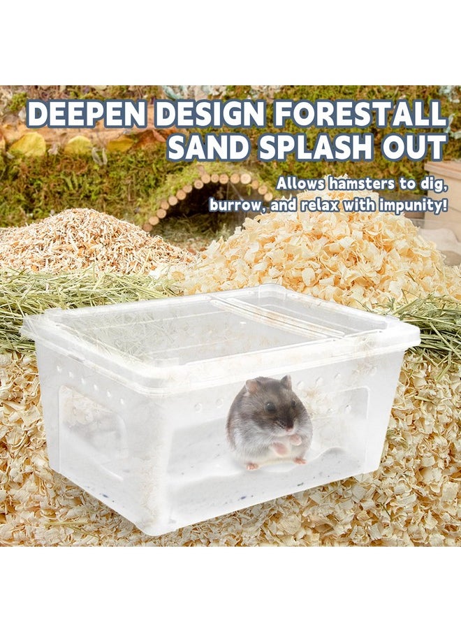 Hamiledyi Hamster Sand Bath Box, Hamster Bathtub Bathroom Hamster Sand Bath Container with Bath Sand, Big Hamster Cleaning and Hamster Toilet for Hamsters Gerbils Lemming (Large, Transparent)