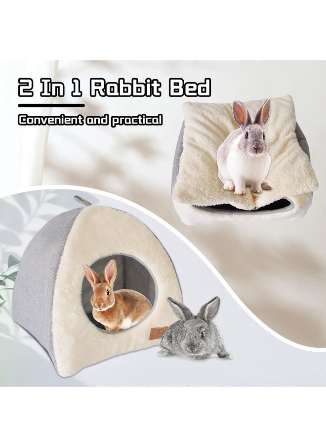 kathson Rabbit Bed Warm Hideout Bunny Cave Beds House Cozy Guinea Pig Hideouts with Foldable Winter Sleeping Nest for Small Animals Cats Hamsters Chinchillas Ferrets (Creamy White)