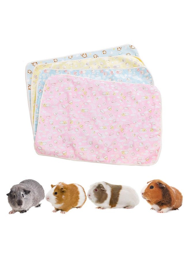 kathson 4 Pack Guinea Pig Cage Liner Hamster Cage Bedding Pad Reusable Pee Pads Super Absorbent Waterproof Food Mat for Small Animals