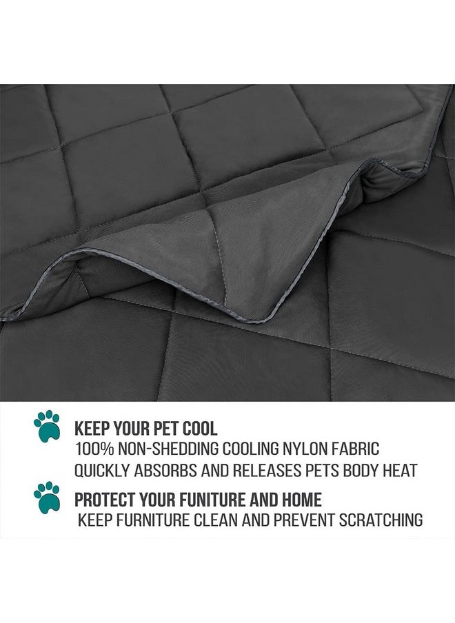 PetAmi Premium Cooling Dog Blanket | Lightweight Fluffy Pet Throw Blanket Bed Cover for Dogs, Cat, Puppies | Pet Blanket Furniture Protector Couch Sofa | Reversible Fuzzy Cozy | 40x60, Grey