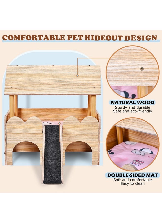 Guinea Pig Castle, Wooden Multi-Functional Pet House for Guinea Pig Hideout & Guinea Pig House with Ladder, Small Animal House Bed for Guinea Pigs, Chinchillas, Hedgehogs. Ideal Hideaway
