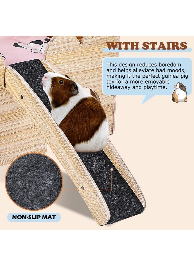 Guinea Pig Castle, Wooden Multi-Functional Pet House for Guinea Pig Hideout & Guinea Pig House with Ladder, Small Animal House Bed for Guinea Pigs, Chinchillas, Hedgehogs. Ideal Hideaway