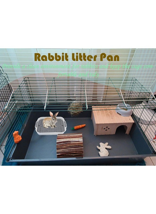 Bunny Toilet Trainer, 10.6X7.3in Rabbit Litter Box, Guinea Pig Ferret Hamster with Tray Litter Box, Small Pet Bedding with Cleaning Broom Rabbit Chew Toy (White)