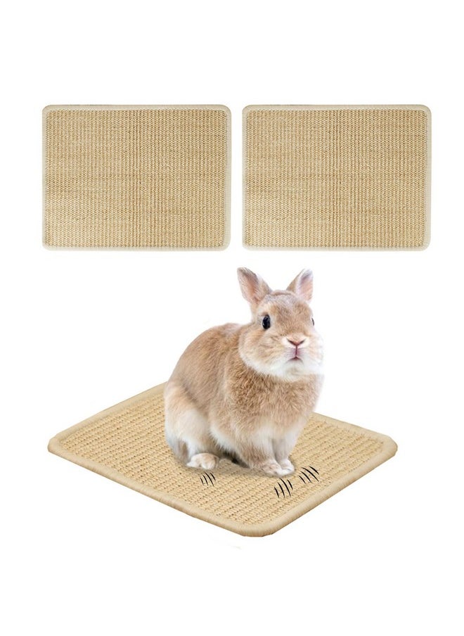 KEYIDE 2Pcs Rabbit Scratcher Pad, Natural Sisal Scratching Mats for Nails, Sturdy Bunny Grinding Claw Boards for Guinea Pigs, Chinchillas, Rats 16