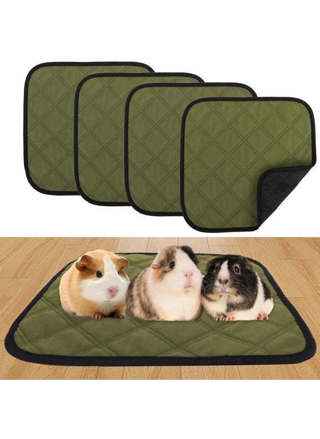 4pc Guinea Pig Cage Liners, Pet Guinea Pig Pee Pads , Absorbent Guinea Pig Bedding Mat Pad for Small Animals, 12inchx12inch (Green)