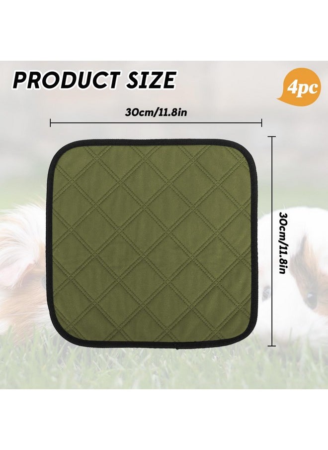 4pc Guinea Pig Cage Liners, Pet Guinea Pig Pee Pads , Absorbent Guinea Pig Bedding Mat Pad for Small Animals, 12inchx12inch (Green)