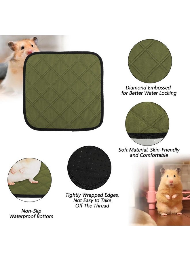 4pc Guinea Pig Cage Liners, Pet Guinea Pig Pee Pads , Absorbent Guinea Pig Bedding Mat Pad for Small Animals, 12inchx12inch (Green)