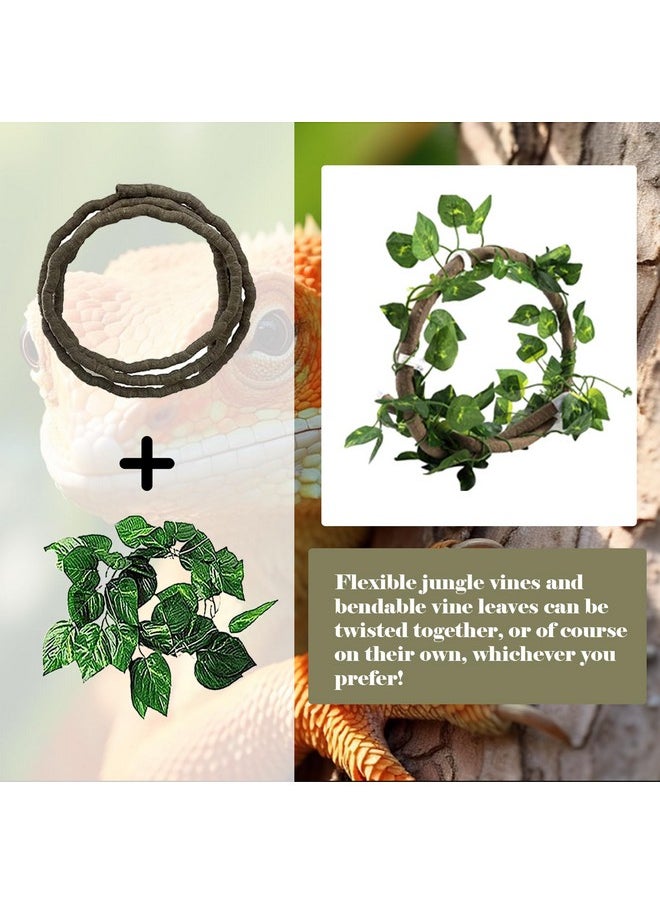 kathson Wooden Bearded Dragon Bed,Lizard Lounger Decor Rectangle Reptile Bed with Sea Grass Mat Terrarium Hanging Plants Climbing Accessories for Leopard Gecko Snake Lizards Chameleon