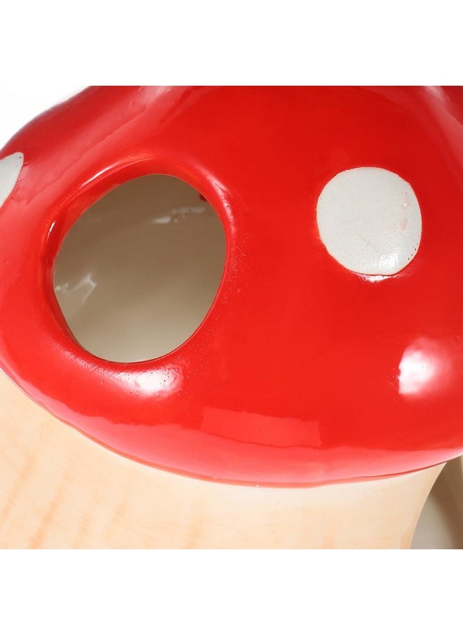 POPETPOP Ceramic Hamster Habitat Hideout - Red Mushroom Hamster House, Small Animals Cool Habitats Bed for Dwarf Hamster Mice Gerbils Lemmings