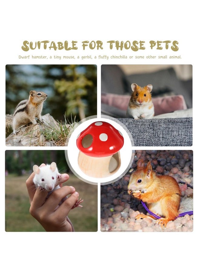 POPETPOP Ceramic Hamster Habitat Hideout - Red Mushroom Hamster House, Small Animals Cool Habitats Bed for Dwarf Hamster Mice Gerbils Lemmings
