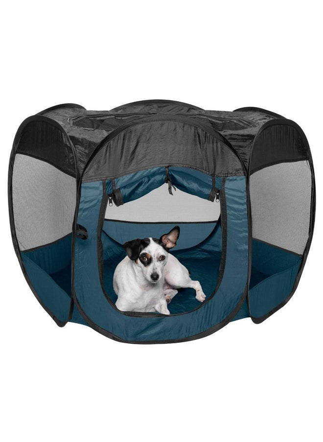 Furhaven Pop Up Playpen Pet Tent Playground - Sailor Blue, Medium