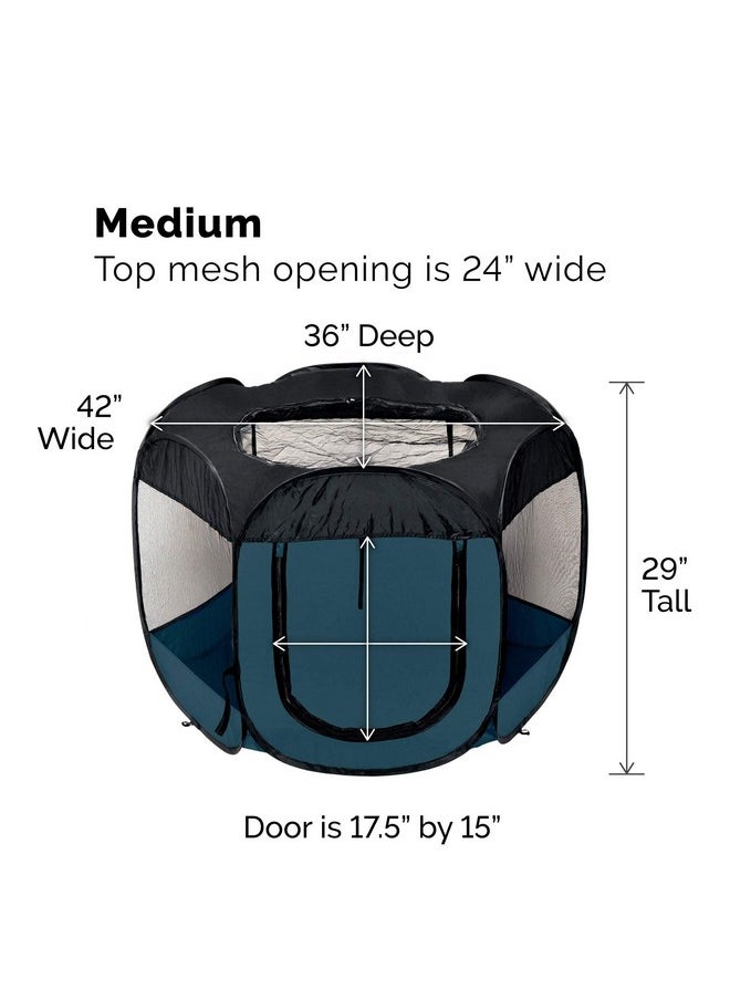 Furhaven Pop Up Playpen Pet Tent Playground - Sailor Blue, Medium