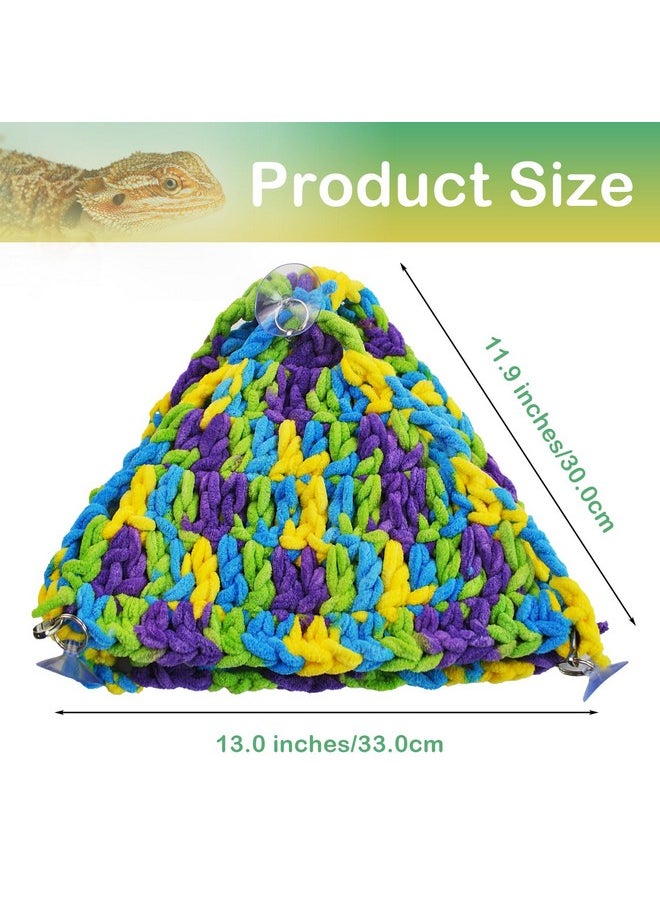 kathson Soft Bearded Dragon Hammock Double-Layered Reptiles Hammock Swing Hanging Bed with 6 Pcs Suction Cups & Hooks Tank Accessories Hammocks for Small Lizard Leopard Gecko Chameleon(Triangular)