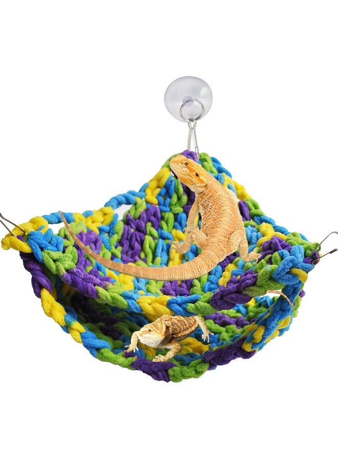 kathson Soft Bearded Dragon Hammock Double-Layered Reptiles Hammock Swing Hanging Bed with 6 Pcs Suction Cups & Hooks Tank Accessories Hammocks for Small Lizard Leopard Gecko Chameleon(Triangular)