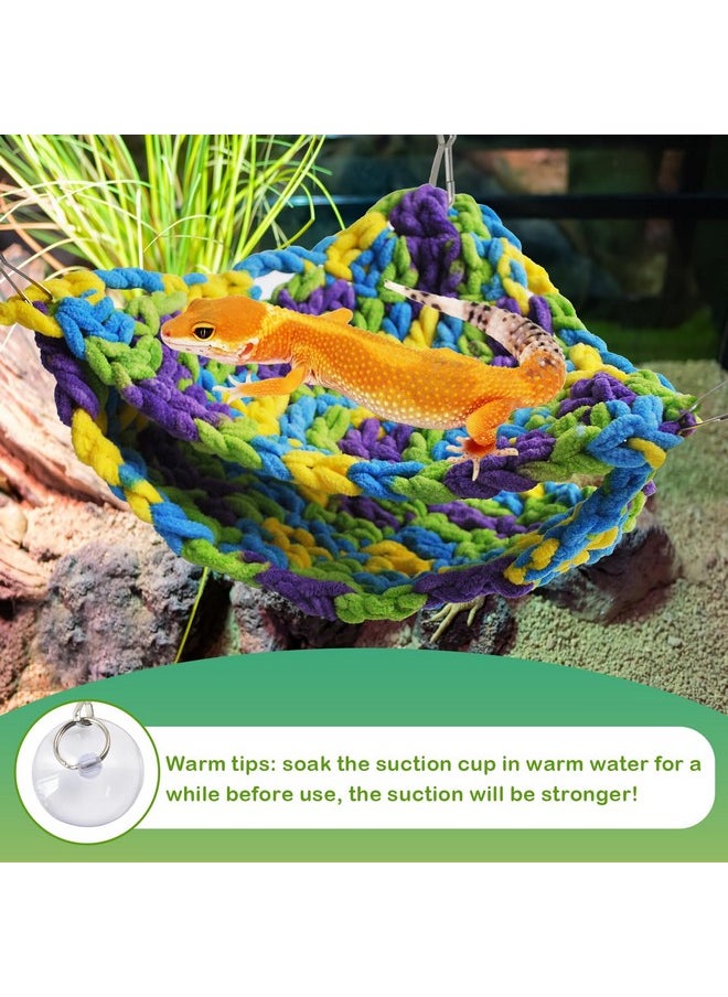 kathson Soft Bearded Dragon Hammock Double-Layered Reptiles Hammock Swing Hanging Bed with 6 Pcs Suction Cups & Hooks Tank Accessories Hammocks for Small Lizard Leopard Gecko Chameleon(Triangular)
