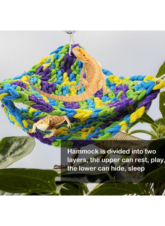 kathson Soft Bearded Dragon Hammock Double-Layered Reptiles Hammock Swing Hanging Bed with 6 Pcs Suction Cups & Hooks Tank Accessories Hammocks for Small Lizard Leopard Gecko Chameleon(Triangular)