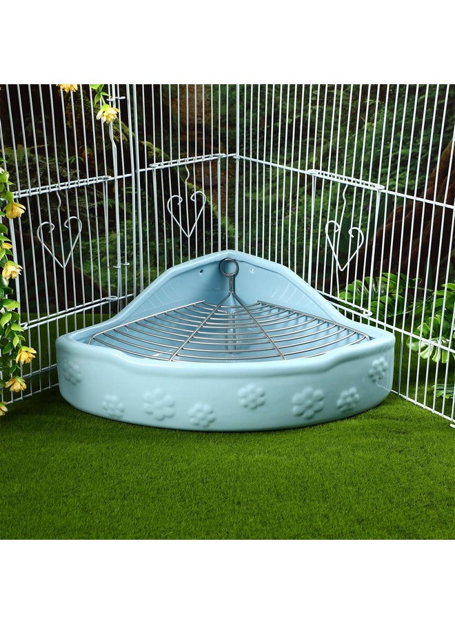 Small Animal Litter Cage Ceramic Triangle Potty Trainer Corner Litter Ferret Litter Box Bedding Box Pet Pan for Rabbit Bunny Chinchilla Ferret Guinea Pig Hamster