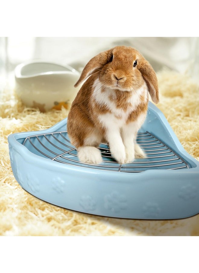 Small Animal Litter Cage Ceramic Triangle Potty Trainer Corner Litter Ferret Litter Box Bedding Box Pet Pan for Rabbit Bunny Chinchilla Ferret Guinea Pig Hamster