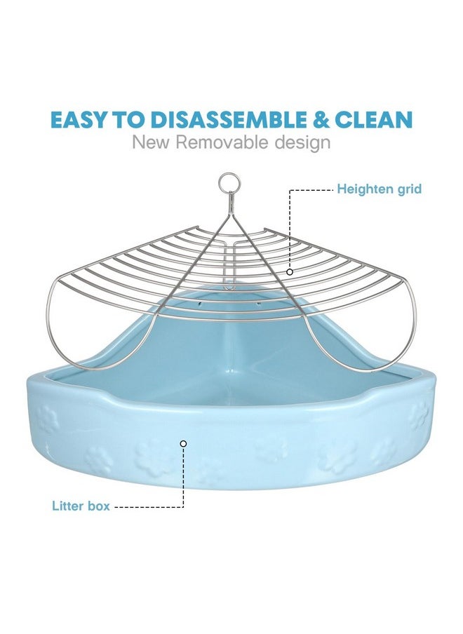 Small Animal Litter Cage Ceramic Triangle Potty Trainer Corner Litter Ferret Litter Box Bedding Box Pet Pan for Rabbit Bunny Chinchilla Ferret Guinea Pig Hamster