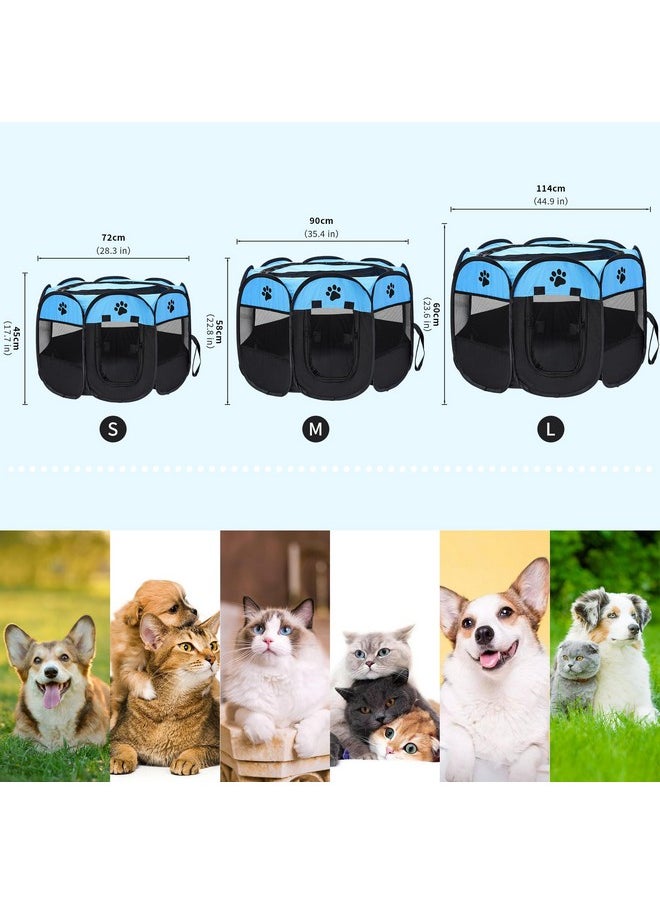 Mile High Life | Foldable Dog Playpen | Portable Dog Crate w Removable Shade Cover | Dog Kennel Indoor/Outdoor w Carry Case | Pen Tent for Dog/Cat/Rabbit(Blue+Black, Large (45