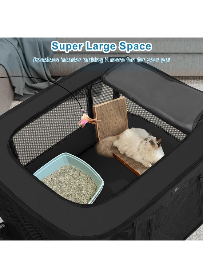X-ZONE PET Dog Playpen, Puppy Cat Play Pen Portable Foldable Indoor/Outdoor Tent Crate Cage, Portable Pet Crate Small Size Black 30''