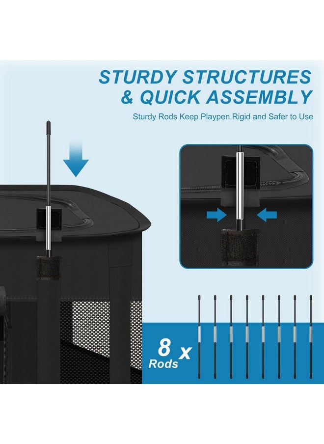 X-ZONE PET Dog Playpen, Puppy Cat Play Pen Portable Foldable Indoor/Outdoor Tent Crate Cage, Portable Pet Crate Small Size Black 30''
