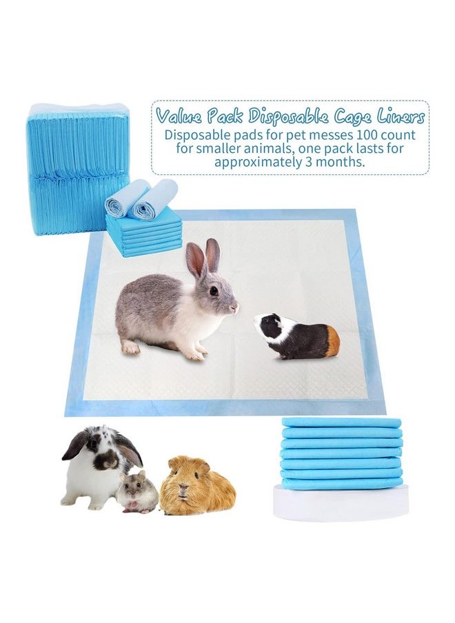 Hamiledyi 100PCS Rabbit Pee Pads Disposable Cage Liners Leak-Proof Super Absorbent Pet Toilet/Potty Training Pad for Puppy Guinea Pigs Hedgehog Hamsters Chinchillas and Other Small Animals