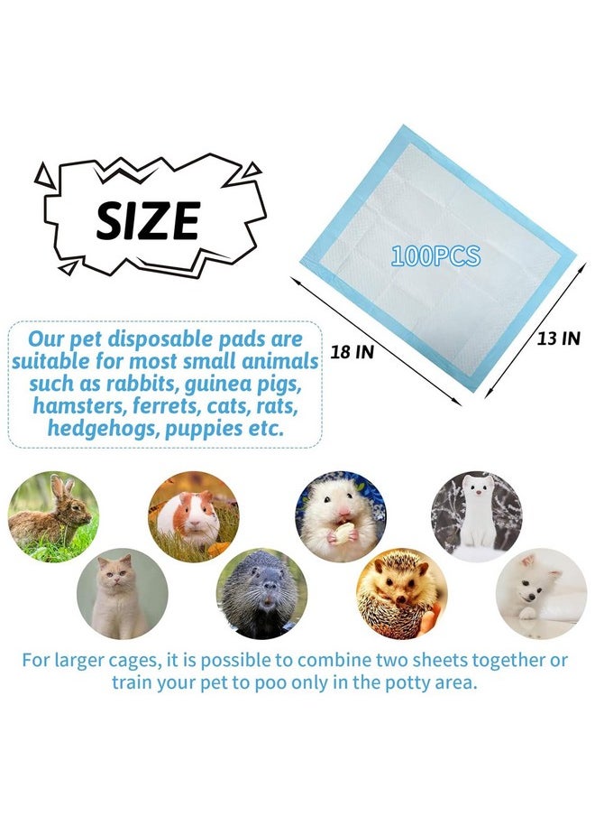 Hamiledyi 100PCS Rabbit Pee Pads Disposable Cage Liners Leak-Proof Super Absorbent Pet Toilet/Potty Training Pad for Puppy Guinea Pigs Hedgehog Hamsters Chinchillas and Other Small Animals