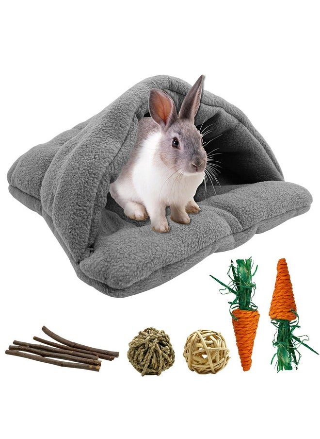 kathson Rabbit Cave Sleeping Bed Guinea Pig Hideout Cozy House Pet Soft Warm Fleece Winter Slipper Cushion Small Animal Nest Cage for Ferrets Squirrel Hamster Chinchilla Rat Hedgehog Bunny