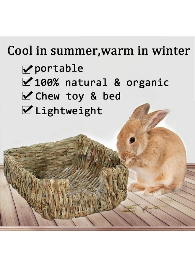 Hamiledyi Rabbit Grass Bed,Natural Handmade Hay Mat Chew Balls for Rabbit Gerbil Chinchilla Guinea Pig Ferret Other Small Animals(7 Pcs)