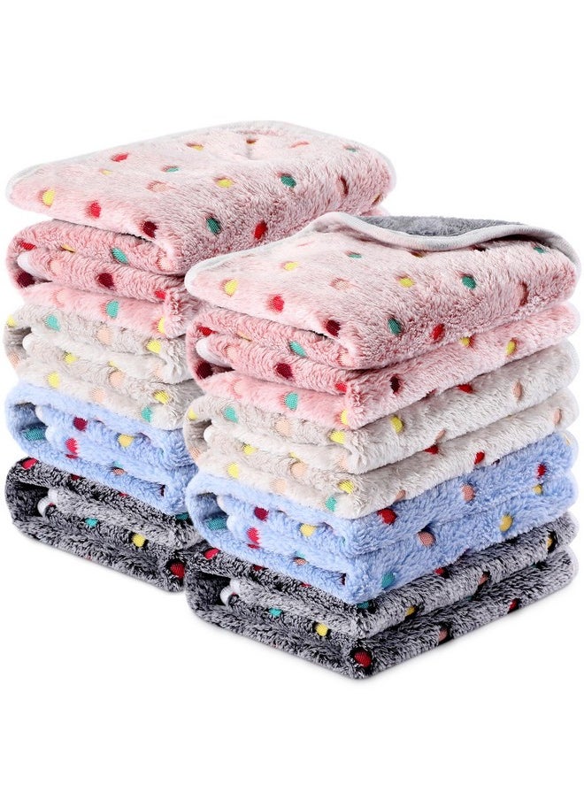 Tudomro 8 Pcs Guinea Pig Bedding Cage Liners Bulk Waterproof Blankets Small Animal Flannel Throw Bedding Absorbent Reusable Pet Pee Sleep Mat Pad Cover for Hamster Ferret (Dot,12 x 12 Inch)