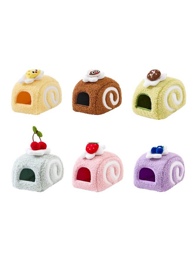 Rat Hamster Warm Bed House, Swiss Roll Cute Shape, Small Animal Cage Accessories for Mini Small Animal Mice, Chinchillas, Dwraf Hamsters, Multiple (Pink Strawberry roll, Large)