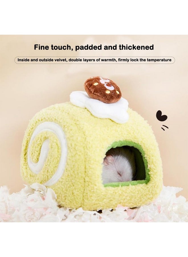 Rat Hamster Warm Bed House, Swiss Roll Cute Shape, Small Animal Cage Accessories for Mini Small Animal Mice, Chinchillas, Dwraf Hamsters, Multiple (Pink Strawberry roll, Large)