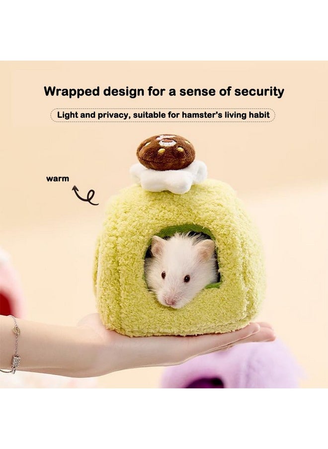 Rat Hamster Warm Bed House, Swiss Roll Cute Shape, Small Animal Cage Accessories for Mini Small Animal Mice, Chinchillas, Dwraf Hamsters, Multiple (Pink Strawberry roll, Large)