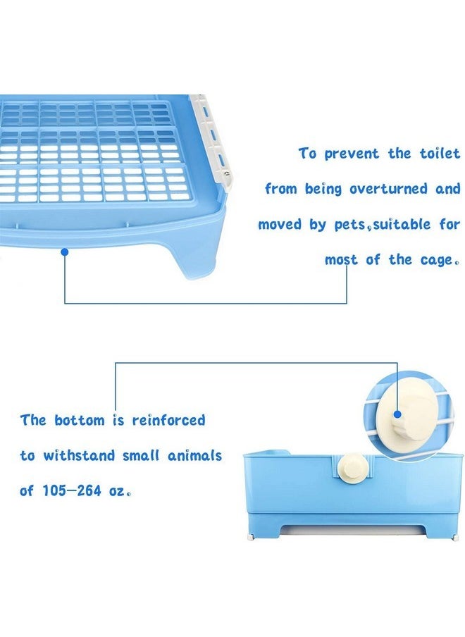Large Rabbit Litter Box Bunny Litter Box Cage Bigger Corner Toilet Box Pet Pan with Drawer for Guinea Pig, Adult Hamster, Galesaur, Ferret, Bunny, Small Animals-Blue