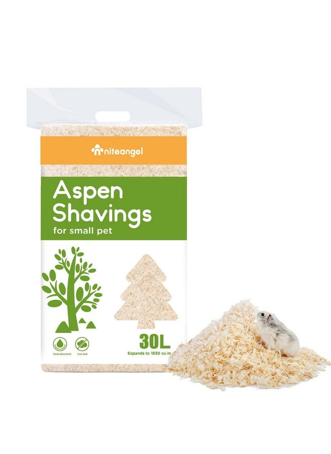 Niteangel Aspen Shaving Hamster Beddings for Syrian Dwarf Hamster Gerbil Mice Degu Rat Rabbit Bunny Guinea Pig Chinchilla Hedgehog or Other Small Pets (30L - 8mm)